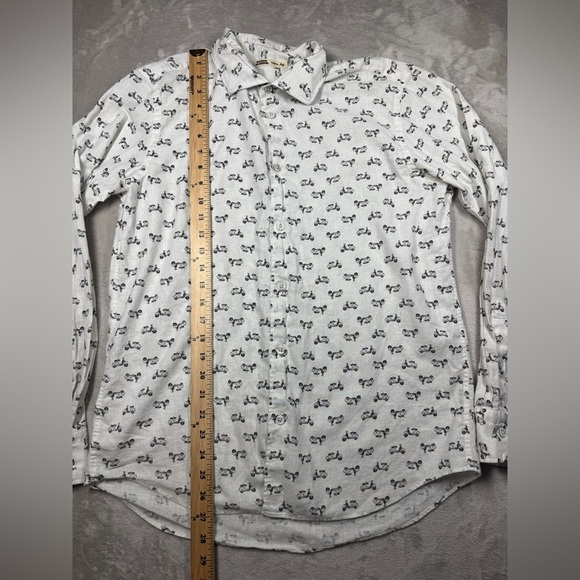 Maurizio Baldassari Men’s Novelty Moped Scooter White Black Button Up Shirt L - Picture 8 of 16